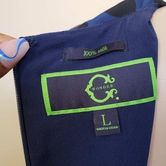 C WONDER Polka Dot 100% Silk Shift Dress - Picture 5 of 5